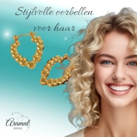 Stainless steel druppelvormige oorringen met hartjesmotief -
