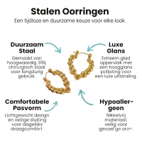 Stainless steel druppelvormige oorringen met hartjesmotief -