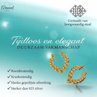 Stainless steel druppelvormige oorringen met hartjesmotief -
