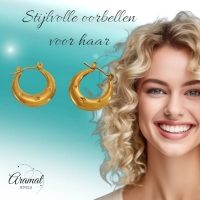 Oorringen met sterren -goudkleurig-rvs-22x20mm -