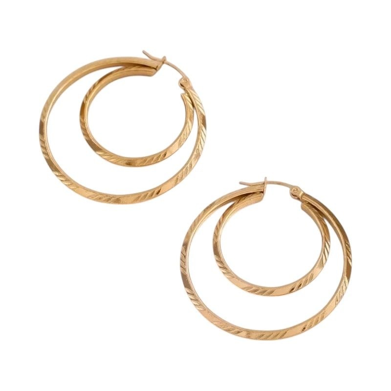 Grote 2-in-1 oorringen &acirc;&euro;&ldquo; 45 mm - goudkleurig RVS -