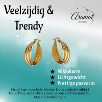 Triple oorringen dames &acirc;&euro;&ldquo; goudkleurig -
