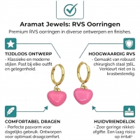 Goudkleurige Oorringen met Roze Hartje -
