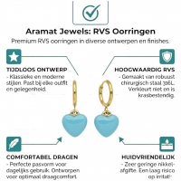 Goudkleurige Oorringen met Blauw Hartje -