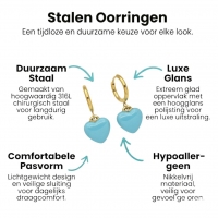 Goudkleurige Oorringen met Blauw Hartje -