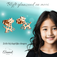 Meisjes oorbellen giraf ros&Atilde;&copy;kleurig RVS -