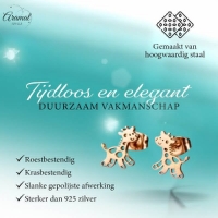 Meisjes oorbellen giraf ros&Atilde;&copy;kleurig RVS -