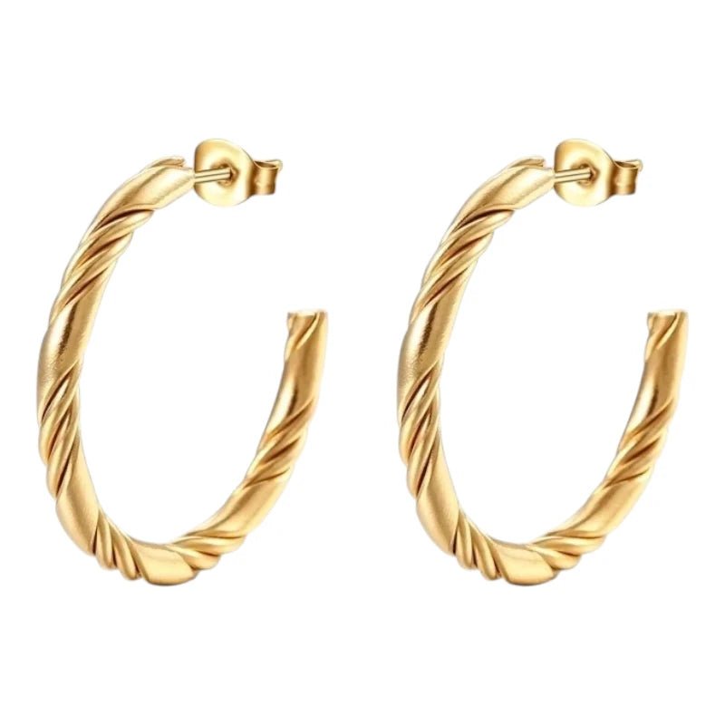 Halve Oorringen RVS Goudkleur 30mm -