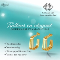 Goudkleurige Vierkante Triple Oorstekers 25mm -