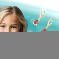 Mini Oorringetjes Meisje &acirc;&euro;&ldquo; Rode Zirkonia &acirc;&euro;&ldquo; 10mm - Goudkleur -