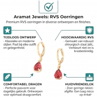 Mini Oorringetjes Meisje &acirc;&euro;&ldquo; Rode Zirkonia &acirc;&euro;&ldquo; 10mm - Goudkleur -