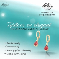 Mini Oorringetjes Meisje &acirc;&euro;&ldquo; Rode Zirkonia &acirc;&euro;&ldquo; 10mm - Goudkleur -