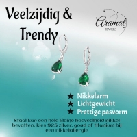 Mini Oorringetjes Meisje &acirc;&euro;&ldquo; Groene Zirkonia &acirc;&euro;&ldquo; 10mm -
