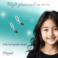 Mini Oorringetjes Meisje &acirc;&euro;&ldquo; Groene Zirkonia &acirc;&euro;&ldquo; 10mm -