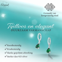 Mini Oorringetjes Meisje &acirc;&euro;&ldquo; Groene Zirkonia &acirc;&euro;&ldquo; 10mm -