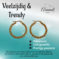 Goudkleurige RVS wikkeloorringen 30mm -