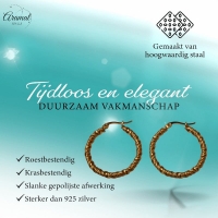 Goudkleurige RVS wikkeloorringen 30mm -