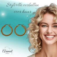 Goudkleurige RVS wikkeloorringen 30mm -