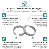 Zilverkleurige RVS schakel oorringen 35mm -