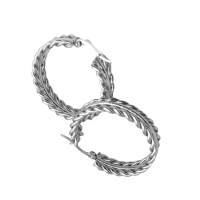 Zilverkleurige RVS schakel oorringen 35mm -