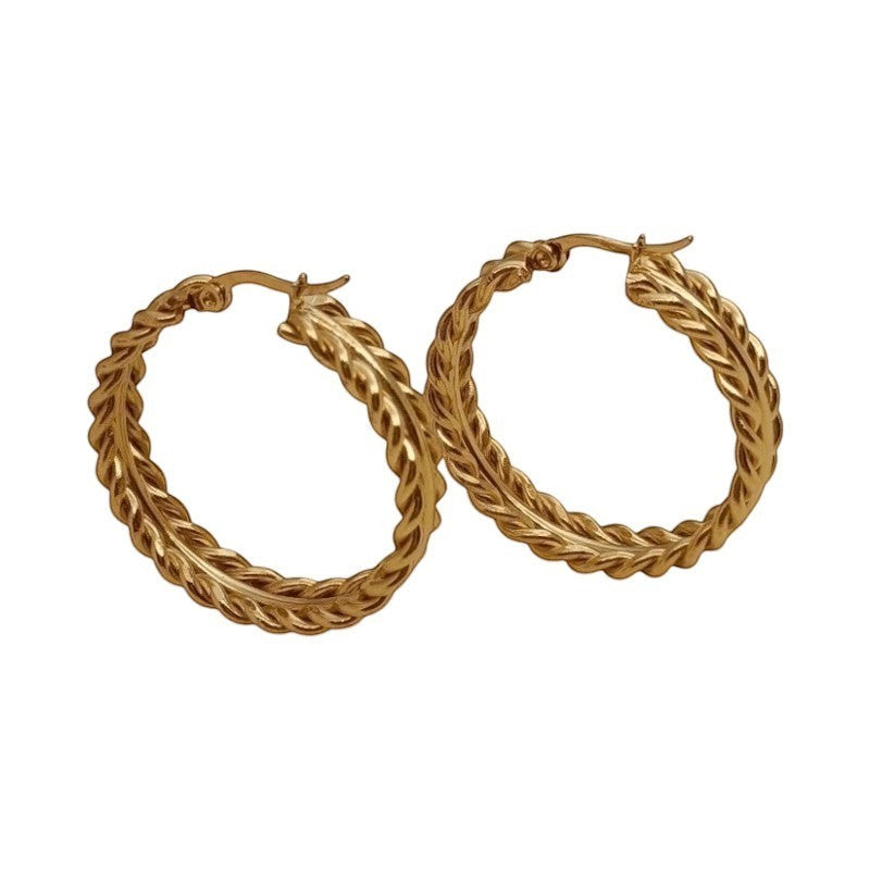 RVS oorringen schakelmotief 35mm goudkleurig -
