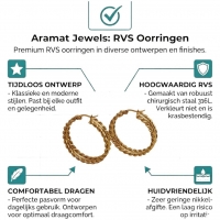 RVS oorringen schakelmotief 35mm goudkleurig -