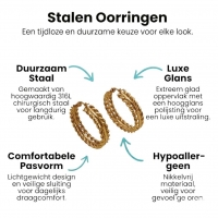 RVS oorringen schakelmotief 35mm goudkleurig -