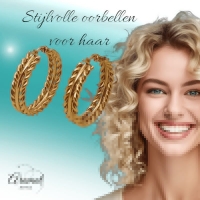 RVS oorringen schakelmotief 35mm goudkleurig -