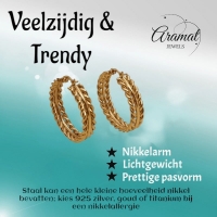 RVS oorringen schakelmotief 35mm goudkleurig -