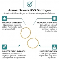 Goudkleurige twisted oorringen 30mm -