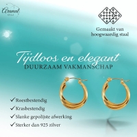 Goudkleurige triple oorringen 24x21x9mm -