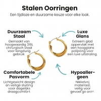 Goudkleurige triple oorringen 24x21x9mm -