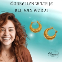 Goudkleurige oorringen met bloem 22x21mm -