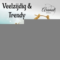 Goudkleurige oorringen met bloem 22x21mm -