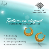 Goudkleurige oorringen met bloem 22x21mm -