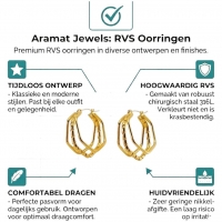 Triple RVS Oorringen Swirl Design 30x28mm - Goudkleurig -