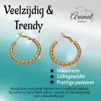 Goudkleurige swirl RVS oorringen 30mm -