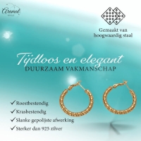 Goudkleurige swirl RVS oorringen 30mm -
