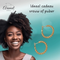 Goudkleurige swirl RVS oorringen 30mm -