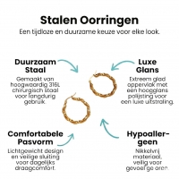 Gedraaide RVS oorringen goudkleurig 30mm -