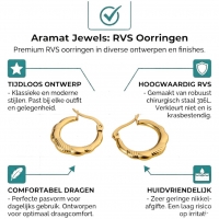 Goudkleurige RVS oorringen streepjes 20mm -