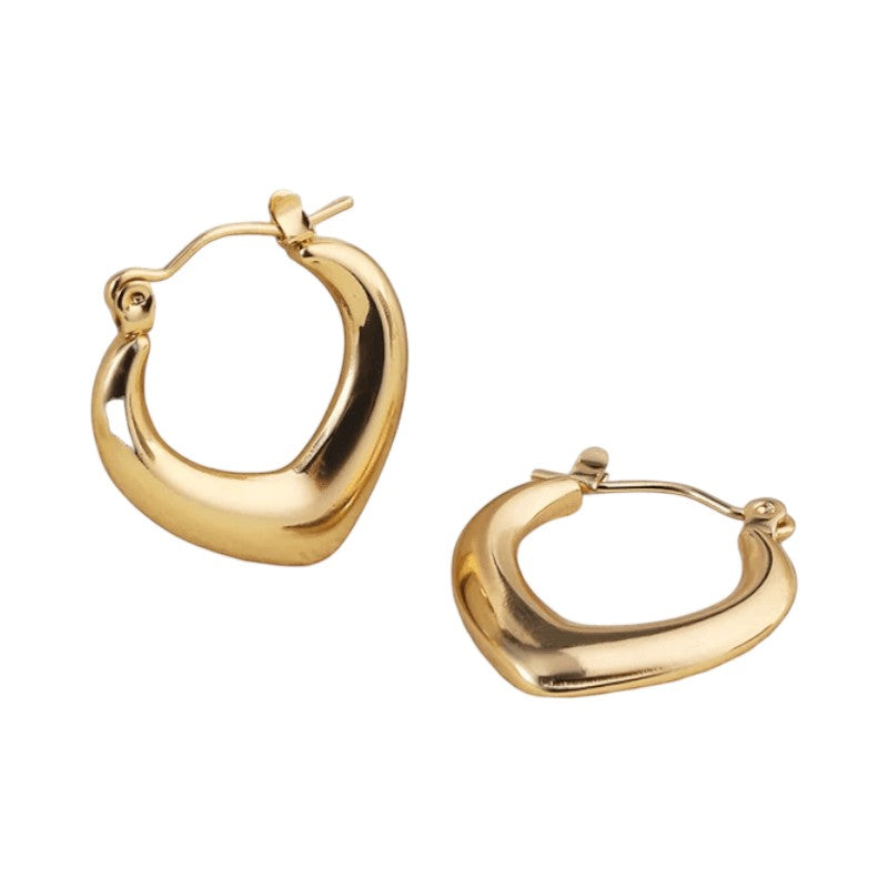 RVS druppelvormige oorringen 22mm &acirc;&euro;&ldquo; Goudkleurige hoops -