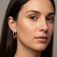 RVS druppelvormige oorringen 22mm &acirc;&euro;&ldquo; Goudkleurige hoops -