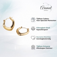 RVS druppelvormige oorringen 22mm &acirc;&euro;&ldquo; Goudkleurige hoops -