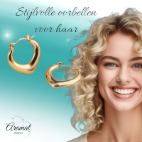 RVS druppelvormige oorringen 22mm &acirc;&euro;&ldquo; Goudkleurige hoops -