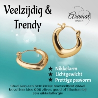 RVS druppelvormige oorringen 22mm &acirc;&euro;&ldquo; Goudkleurige hoops -