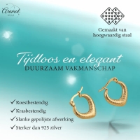 RVS Druppelvormige Oorringen met Ruitjesmotief 20x20mm -