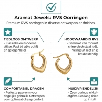 RVS Druppelvormige Oorringen met Ruitjesmotief 20x20mm -