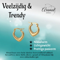RVS Druppelvormige Oorringen met Ruitjesmotief 20x20mm -