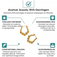 RVS Rechthoekige Oorringen met Bolletjesmotief 21x24mm -